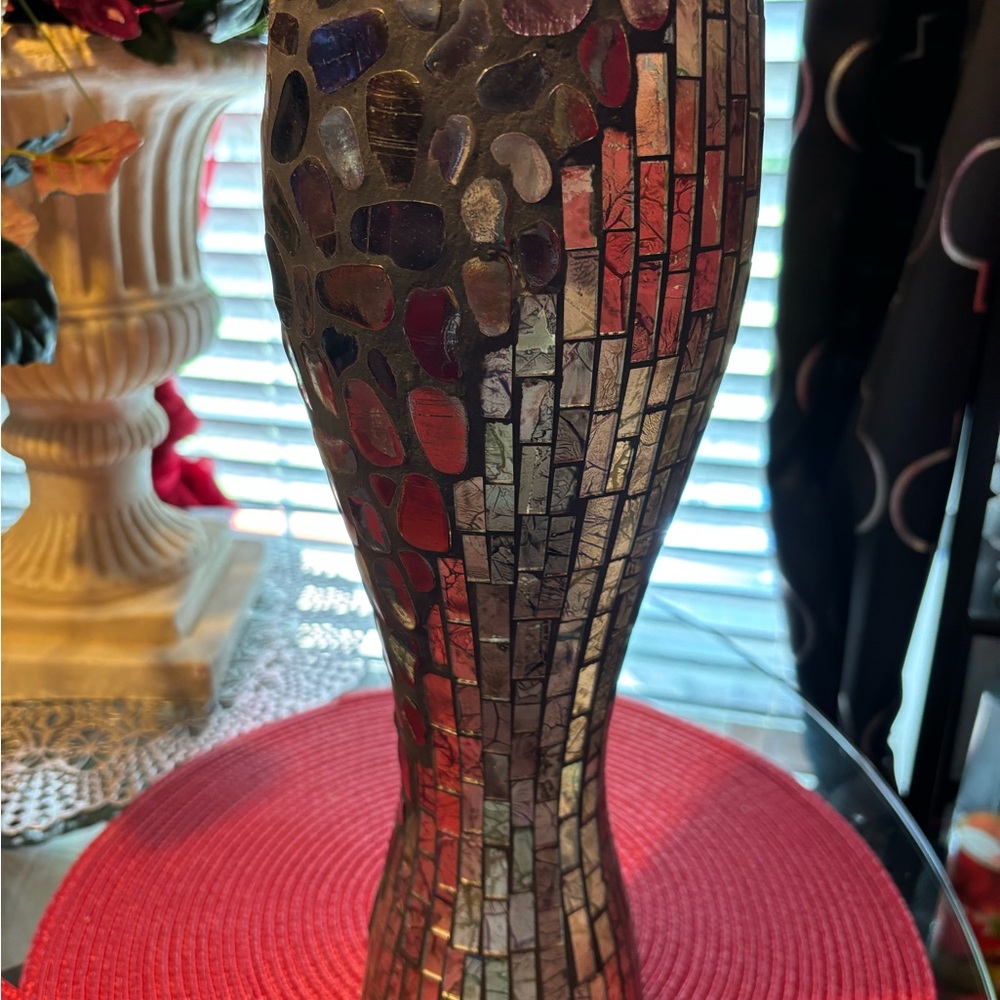 Mosaic Vase with Multicolor Tiles